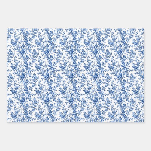 Zeitloses Toile Blue 3 Geschenkpapier Set (Vorderseite 2)