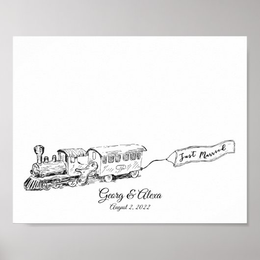Zeitloses Train Fingerprint Guest Book Poster (Vorne)