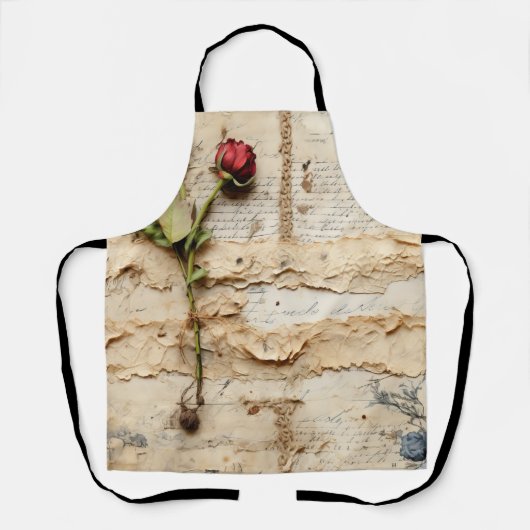 Zeitloses Vintage-Blumen-Liebesbrief Schürze (Vorderseite)
