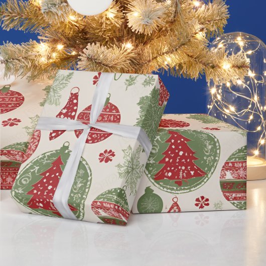 Zeitloses Vintage-Weihnachtsschmuck-Muster Geschenkpapier (Feiertage)