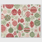 Zeitloses Vintage-Weihnachtsschmuck-Muster Geschenkpapier (Flach)