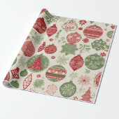 Zeitloses Vintage-Weihnachtsschmuck-Muster Geschenkpapier (Ungerollt)