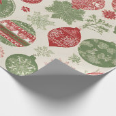 Zeitloses Vintage-Weihnachtsschmuck-Muster Geschenkpapier (Ecke)