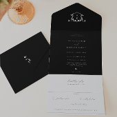 Zeitloses Wappen mit Black Monogram All In One Einladung