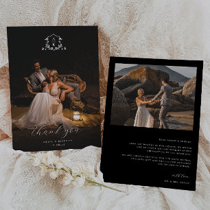 Zeitloses Wappen mit Monografie-Foto Dankeskarte