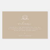 Zeitloses Wappen Reben Begrüßungsbeige Rechteckiger Aufkleber (Vorderseite)