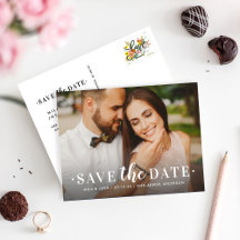 Zeitloses White Wedding Foto Save the Date