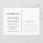 Zeitloses White Wedding Foto Save the Date Ankündigungspostkarte (Rückseite)