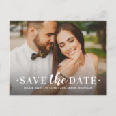 Zeitloses White Wedding Foto Save the Date Ankündigungspostkarte (Vorderseite)