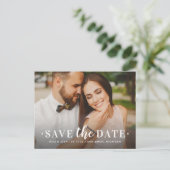 Zeitloses White Wedding Foto Save the Date Ankündigungspostkarte (Stehend Vorderseite)