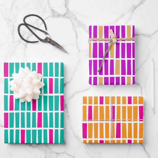 Zeitloses Wrapping Paper Trio mit unregelmäßigen R Geschenkpapier Set