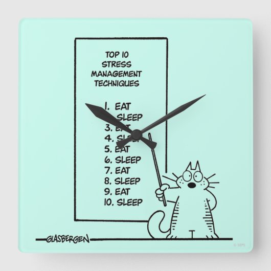Zeitmanagement Quadratische Wanduhr (Vorderseite)