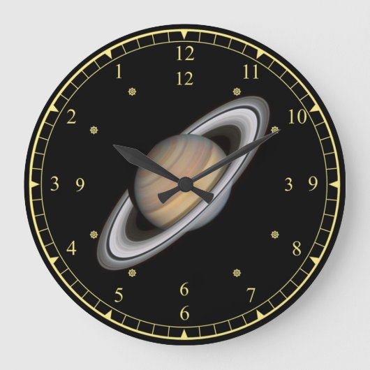 Zeitmaschine ~ Schöner Planet Saturn ~ Große Wanduhr (Vorderseite)