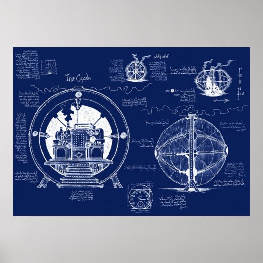 Zeitmaschinen-Blueprints Poster (Vorne)