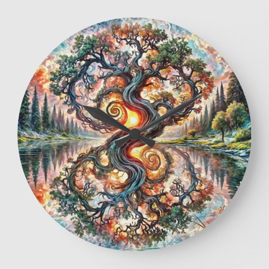 Zeitmesser für den Whimsical Tree Große Wanduhr (Vorderseite)