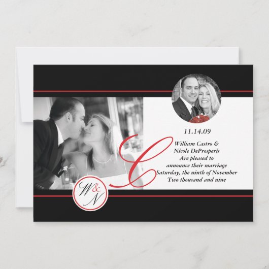 Zeitnahe Mit Monogramm Hochzeitserklärung Ankündigung (Vorderseite)