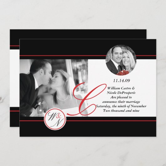 Zeitnahe Mit Monogramm Hochzeitserklärung Ankündigung (Vorne/Hinten)