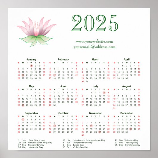 Zeitplan 2025 für Unternehmen Poster (Vorne)