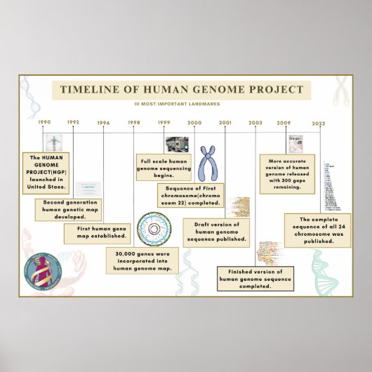 Zeitplan des Projekts des menschlichen Genoms Poster (Vorne)
