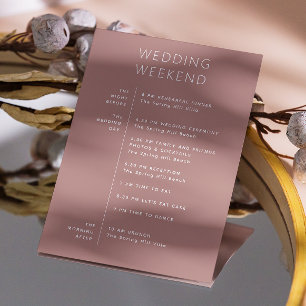 Zeitplan für das Dusty Rose-Wochenende   Hochzeits Einladung