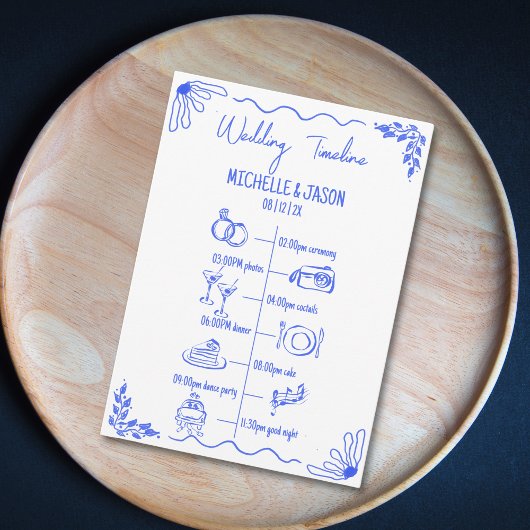 Zeitplan für die handgezeichnete Hochzeit Programm