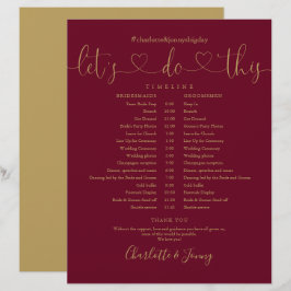 Zeitplan für die Hochzeit von Burgundy Gold Script