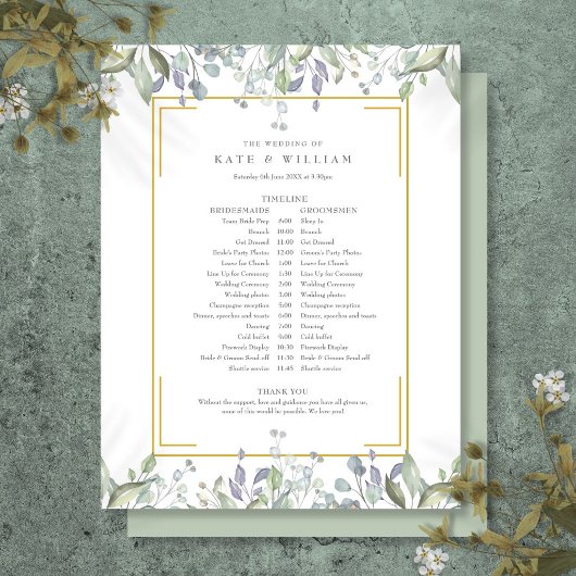 Zeitplan für die Hochzeit von Greenery Floral