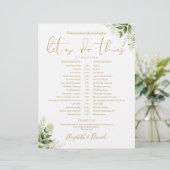 Zeitplan für die Hochzeit von Greenery Floral Gold (Stehend Vorderseite)