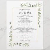 Zeitplan für die Hochzeit von Greenery Foliage (Vorderseite)