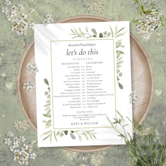 Zeitplan für die Hochzeit von Greenery Foliage