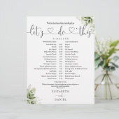 Zeitplan für die Hochzeit von Greenery Heart Scrip (Stehend Vorderseite)