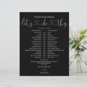 Zeitplan für die Hochzeit von Schwarzweiß-Skripten (Stehend Vorderseite)