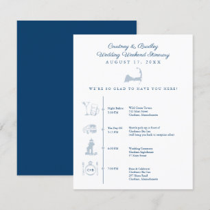 Zeitplan für die Hochzeitsfeier auf der Karte von 