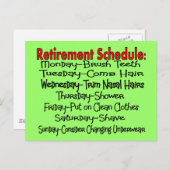 "Zeitplan für die Pensionierung" Funny Gifts Postkarte (Vorne/Hinten)