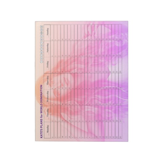 Zeitplan für die personalisierten Wochen Notizblock (Rotiert)