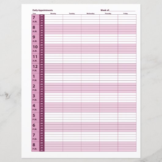 Zeitplan für die tägliche Ernennung | Rosa (Rückseite)