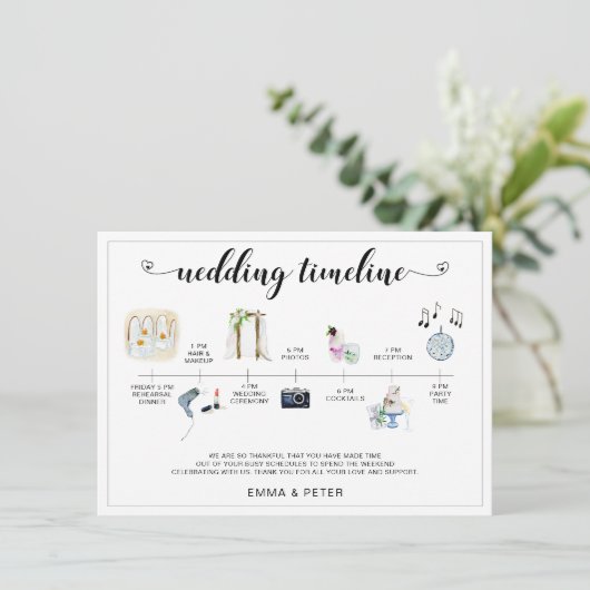 Zeitplan für die tropische Hochzeit in Urlaubsort (Stehend Vorderseite)