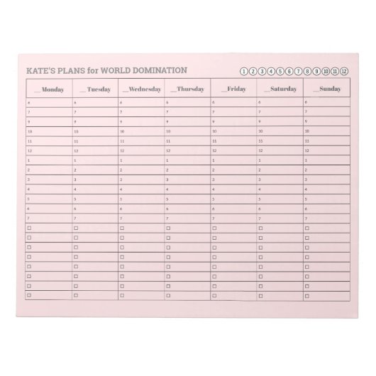 Zeitplan für die wöchentliche Ernennung mit Tasks Notizblock (Vorderseite)