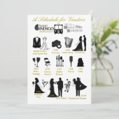 Zeitplan für Hochzeiten für Verkäufer Einladung (Stehend Vorderseite)