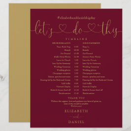 Zeitplan für Hochzeiten mit Burgund und Gold-Scrip