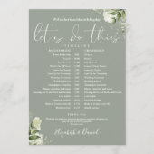 Zeitplan für Hochzeiten von Grünen Blumen Programm (Vorderseite)