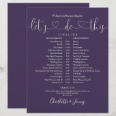 Zeitplan für Hochzeiten von lila Script-Herz (Vorne/Hinten)