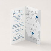 Zeitplan für Hochzeitgäste Karte QR-Code blau (Innenseite)