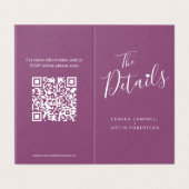 Zeitplan für Hochzeitgäste QR-Code-Pflaume (Außenseite Aufgefaltet)