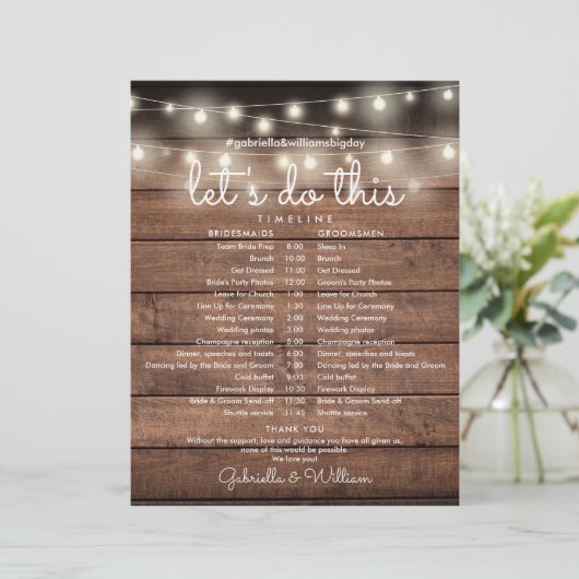 Zeitplan für rustikale Hochzeiten (Stehend Vorderseite)