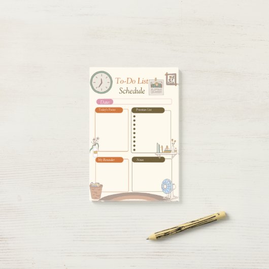 Zeitplan Post-it Klebezettel (Auf Schreibtisch)