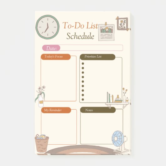 Zeitplan Post-it Klebezettel (Vorderseite)