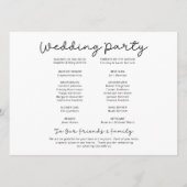 Zeitplan-Programm für den Hochzeitstag Programm (Rückseite)