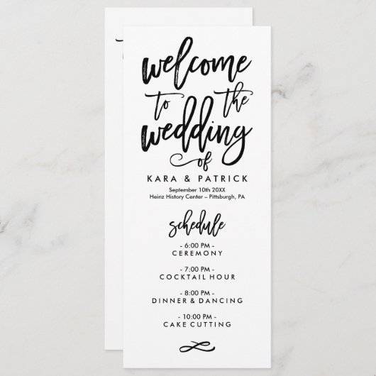 Zeitplan und Programm der handgeschriebenen Hochze (Vorne/Hinten)