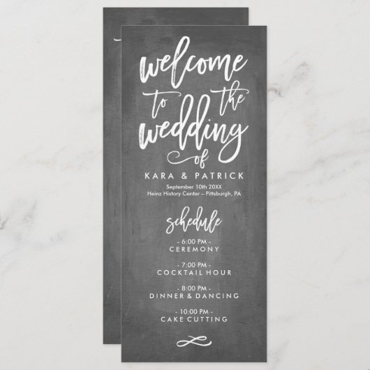 Zeitplan und Programm der handgeschriebenen Hochze (Vorne/Hinten)